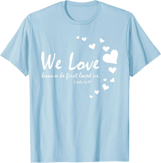 Cute Christian Valentines Day Gifts Women Bible Verse Heart T-Shirt - T-Shirt | Light Blue