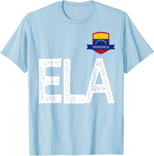 Venezuela Human-Flag Letter E and L and A Venezuela T-Shirt - T-Shirt | Light Blue