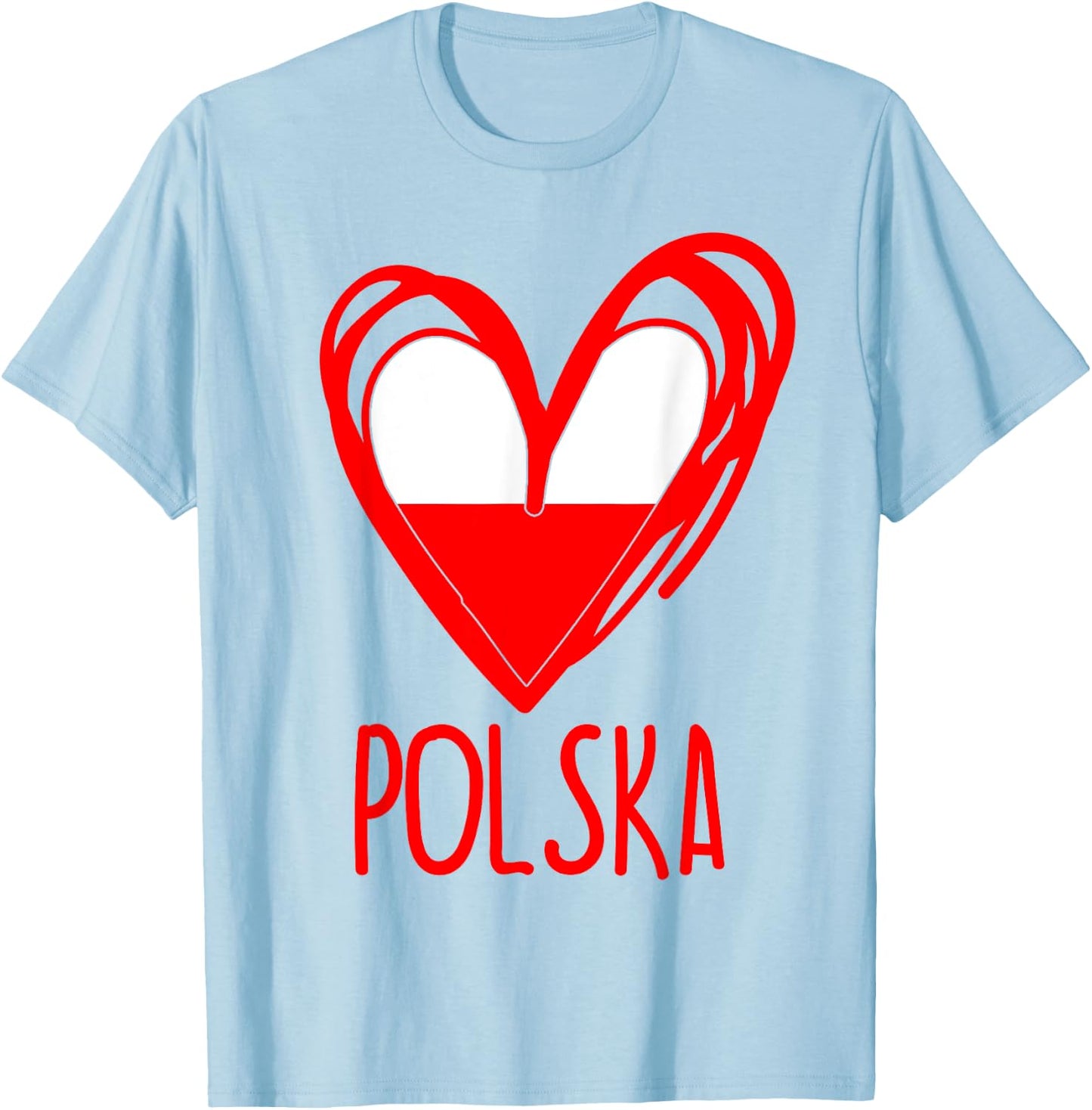 Polish Cute Heart Polska Poland Flag Boys Girls T-Shirt - T-Shirt | Light Blue