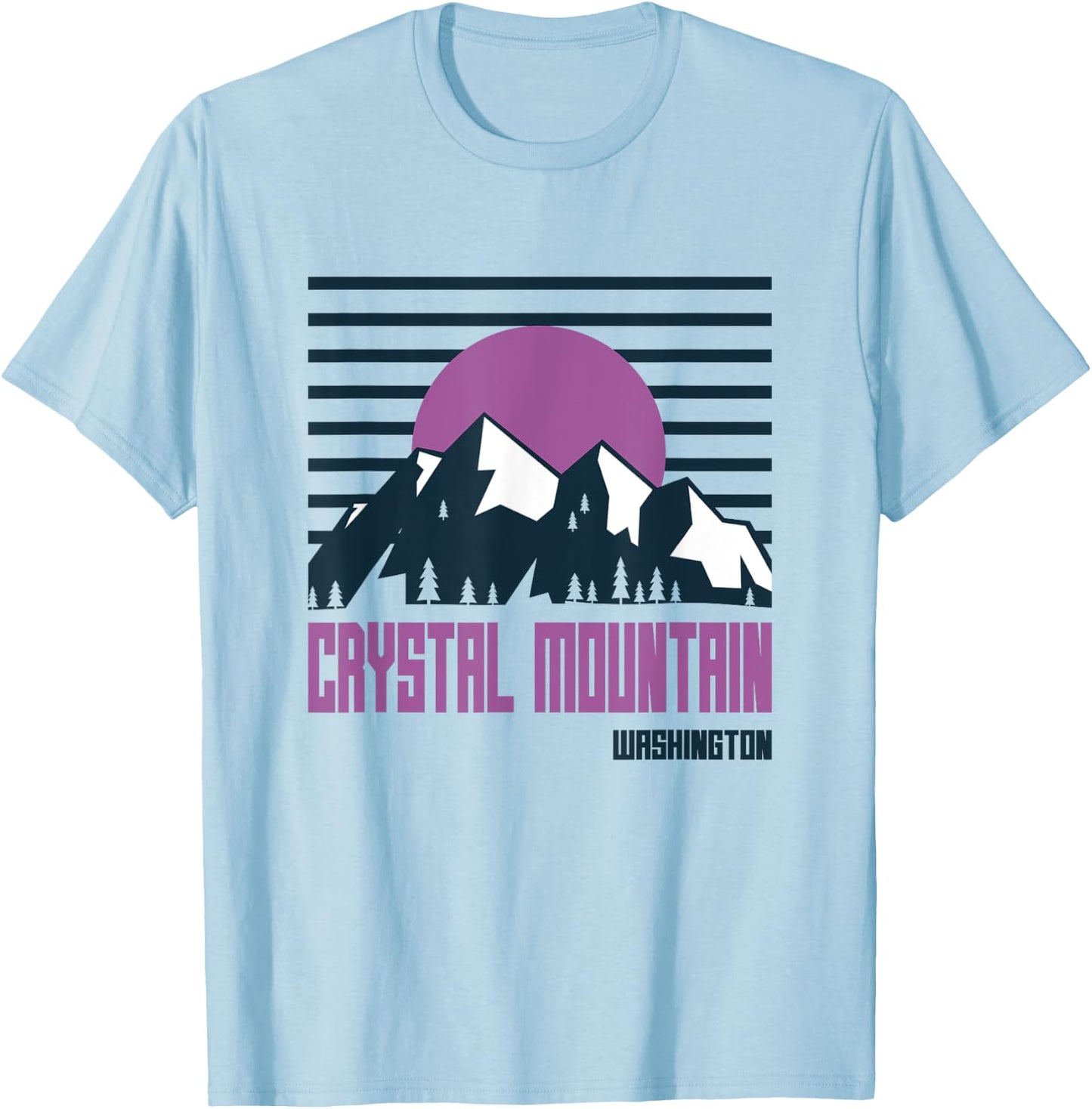 Crystal Mountain Vintage Mountains Hiking Washington Retro T-Shirt - T-Shirt | Light Blue