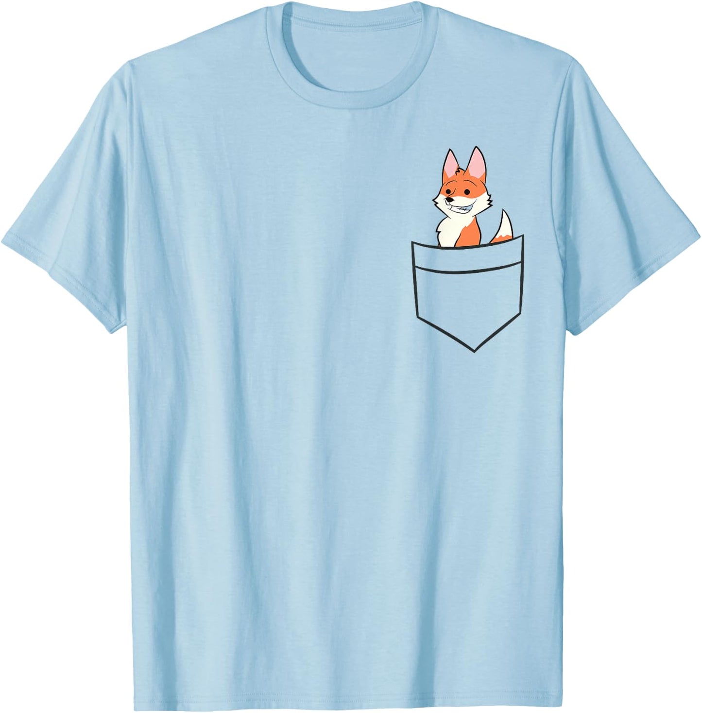 Fox In The Pocket Cute Baby Pocket Fox T-Shirt - T-Shirt | Light Blue