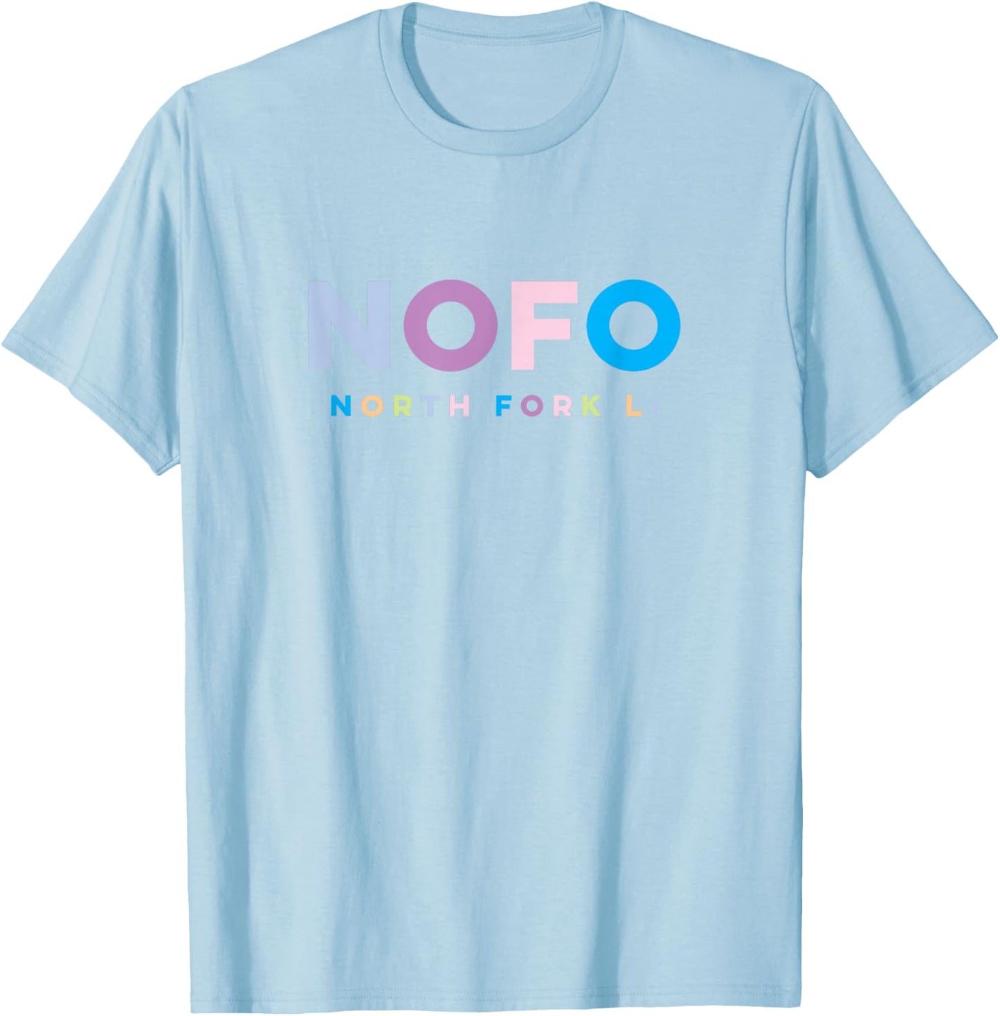 NOFO North Fork Long Island Colorful Vacation T-Shirt - T-Shirt | Light Blue