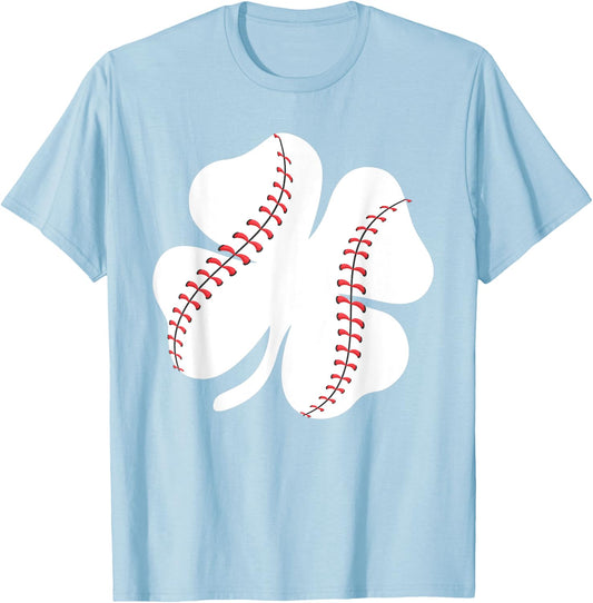 St Patricks Day Baseball Clover Lucky Shamrock Irish Gift T-Shirt - T-Shirt | Light Blue