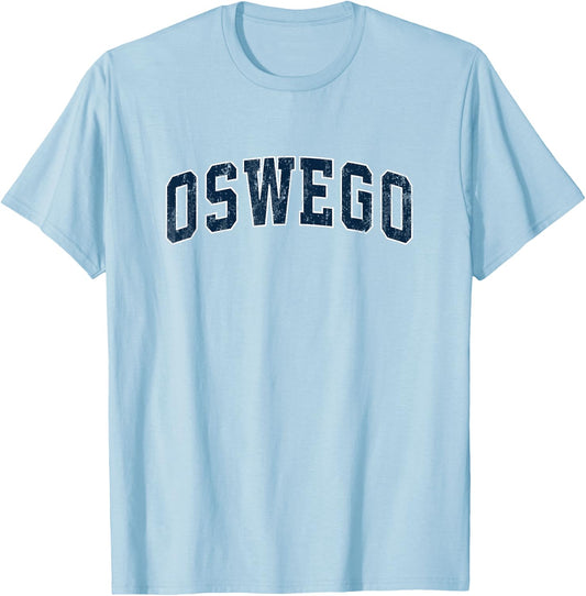 Oswego New York NY Vintage Sports Design Navy Design T-Shirt - T-Shirt | Light Blue