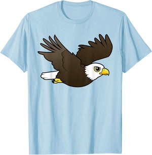 Cute Cartoon Bald Eagle in Flight Birdorable Bird of Prey T-Shirt - T-Shirt | Light Blue