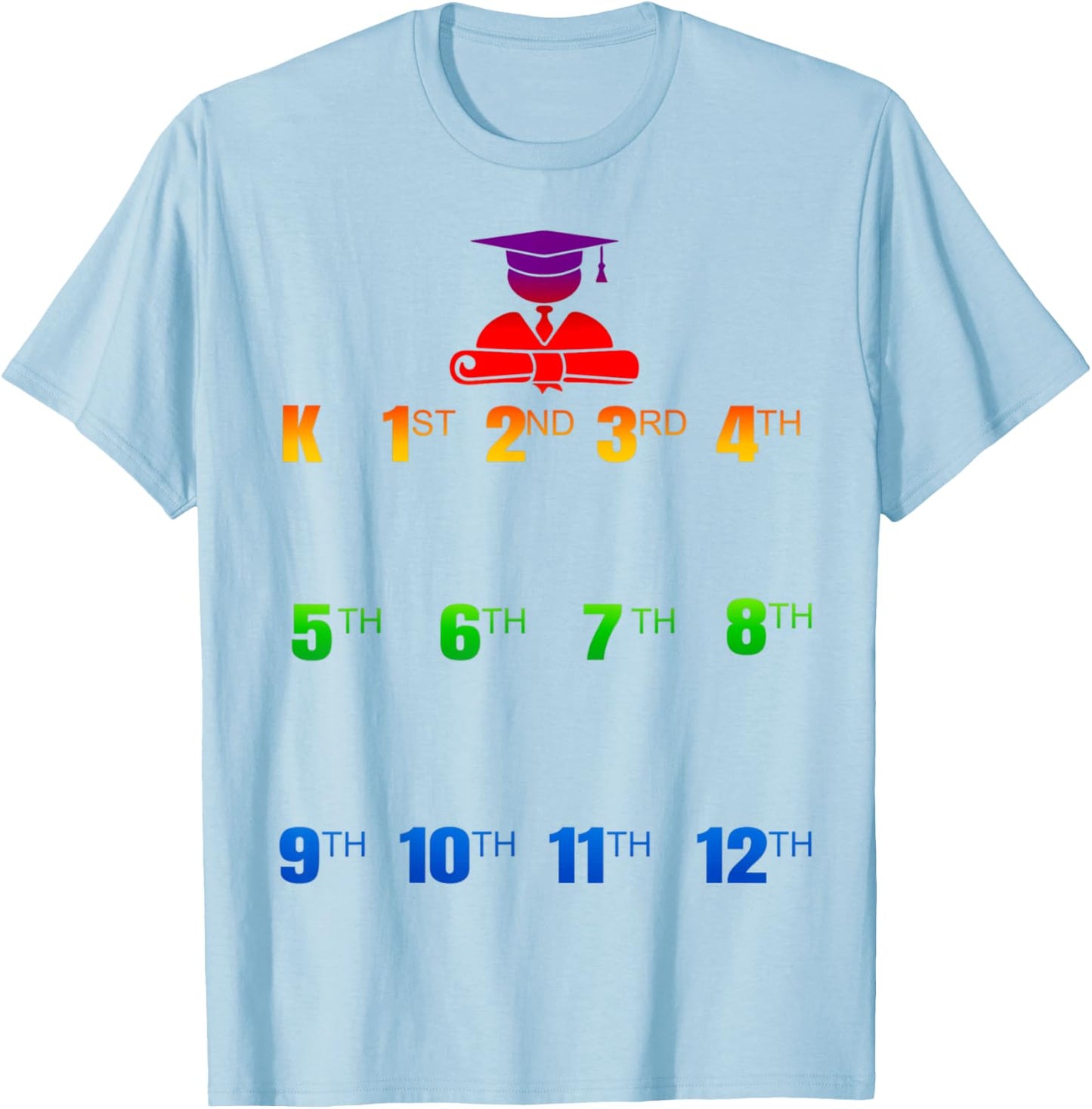 K-12 Handprints Grow With Me School Year Chart T-Shirt - T-Shirt | Light Blue
