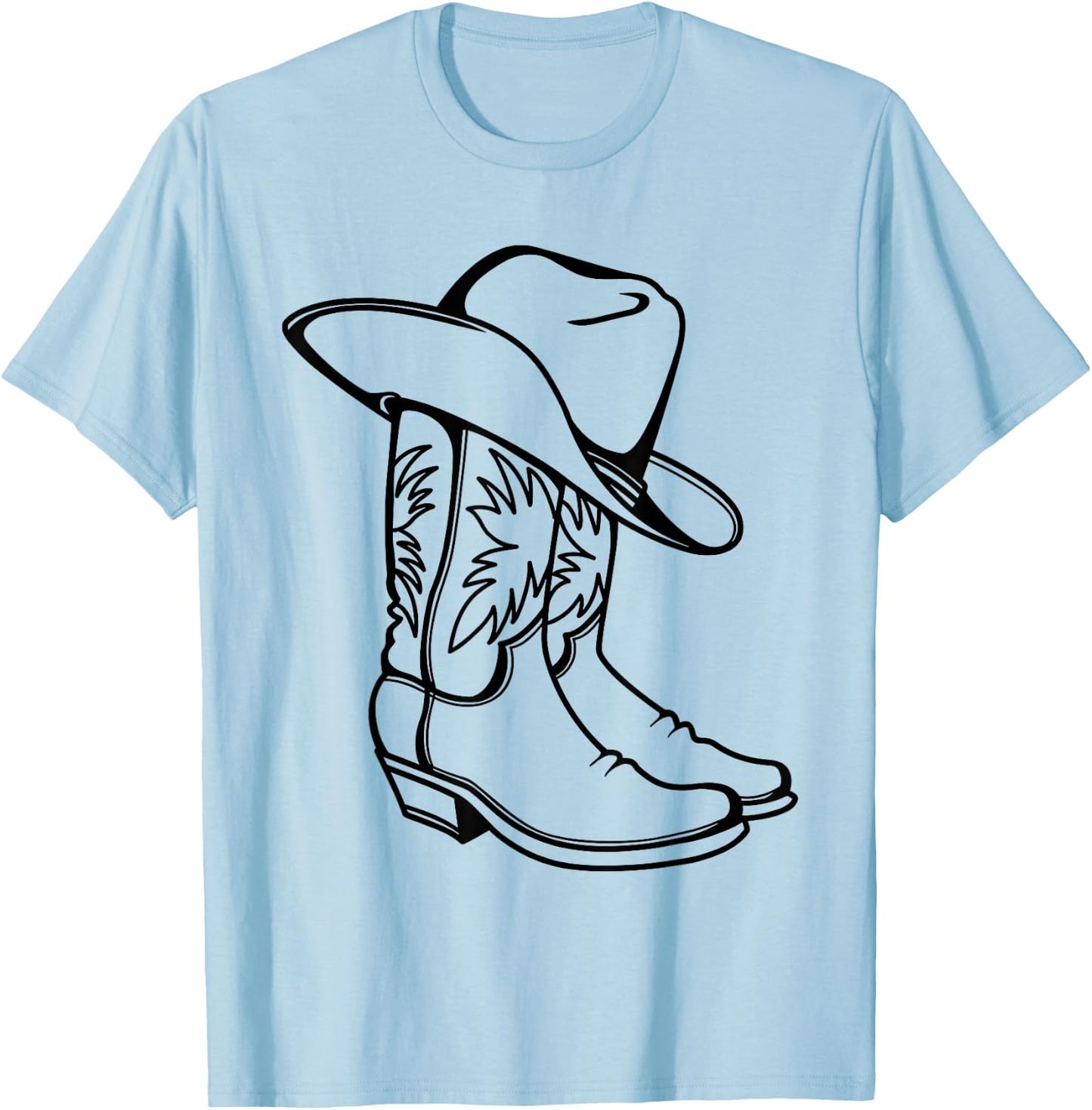 Vintage Howdy Cowgirl Hat Boots Country Girl Graphic T-Shirt - T-Shirt | Light Blue