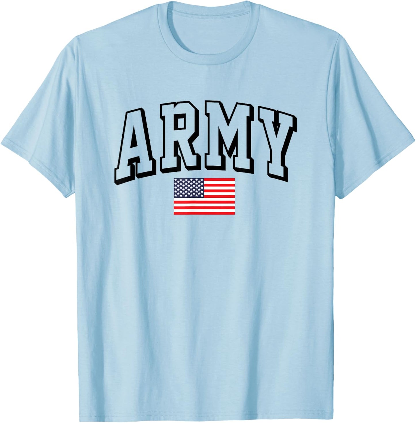 Military Army United States Outline Gray Officially Licensed T-Shirt - T-Shirt | Light Blue