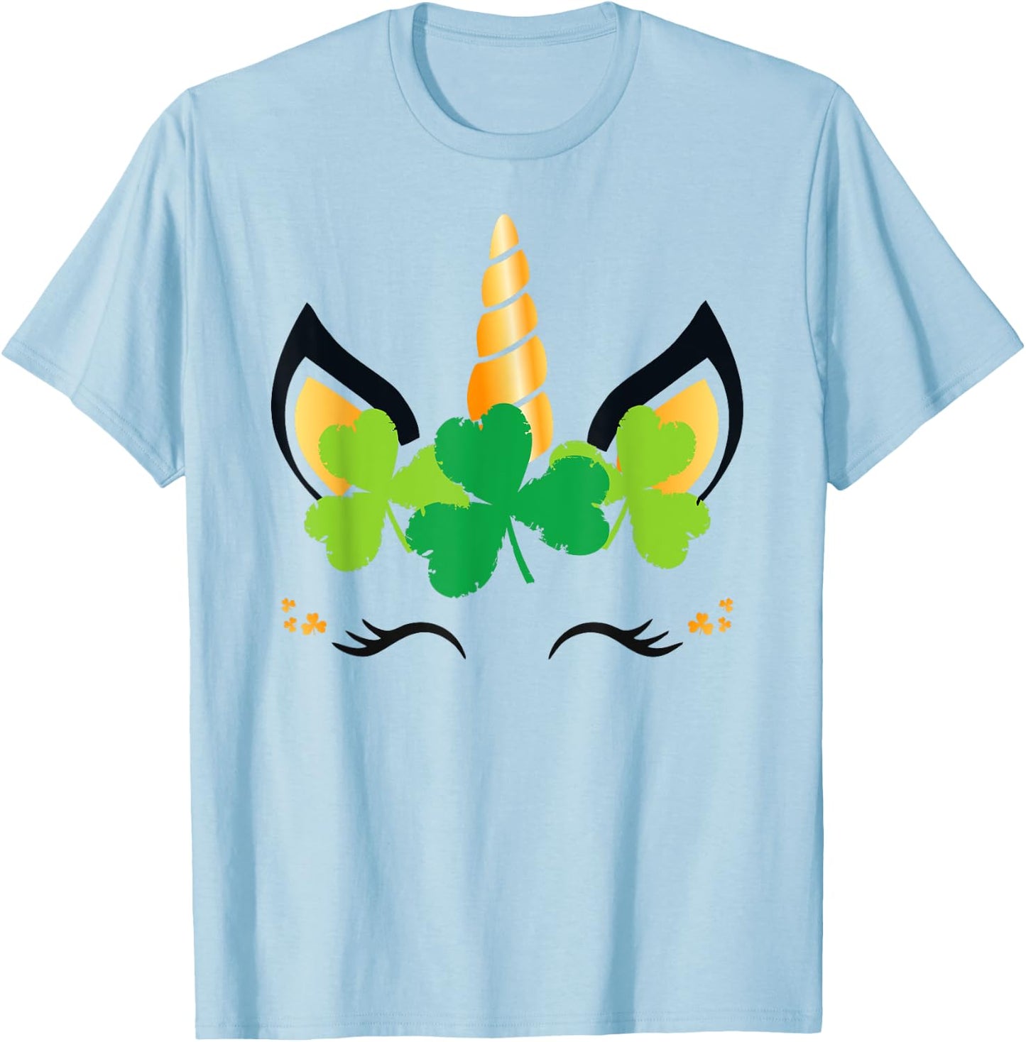 St Patricks Day Unicorn Shirt Girls Outfit Lucky Shamrock T-Shirt - T-Shirt | Light Blue