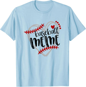 Baseball Heart MEME Shirt Grandma Trendy T-Shirt - T-Shirt | Light Blue