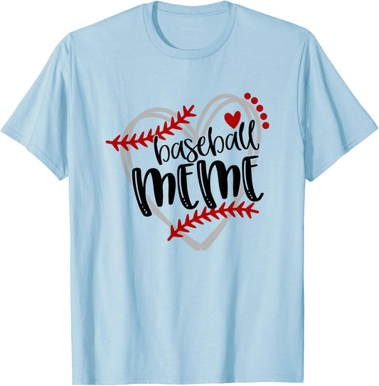 Baseball Heart MEME Shirt Grandma Trendy T-Shirt - T-Shirt | Light Blue
