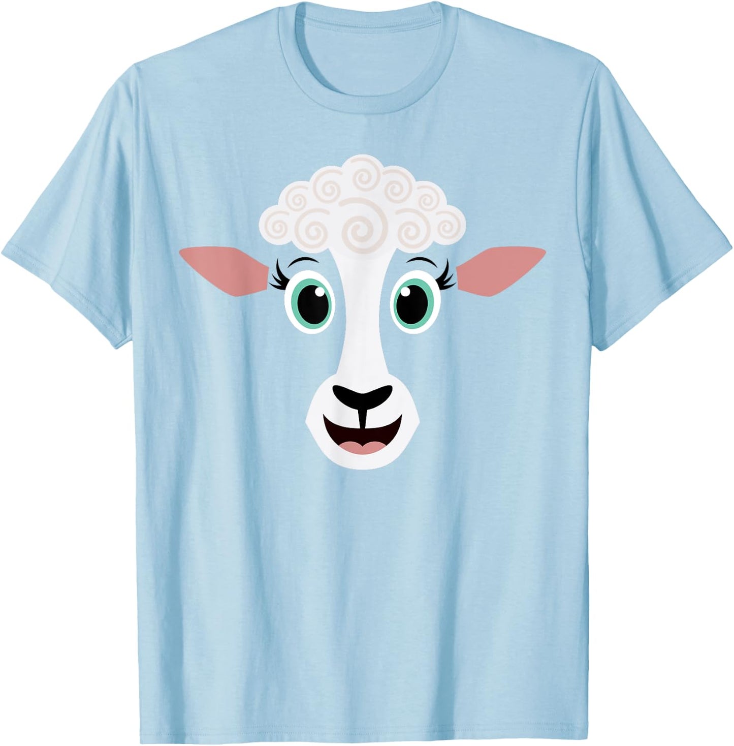 Funny Halloween Costume for Girls Boys - Cute Sheep Face T-Shirt - T-Shirt | Light Blue