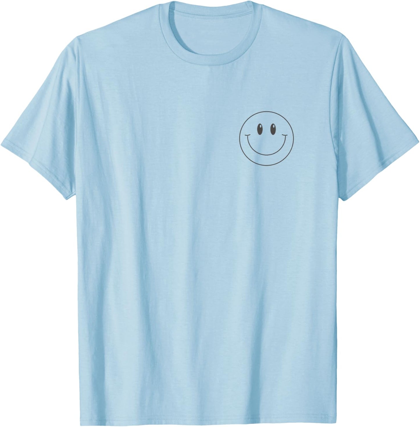 Minimalist Smile Face Shirt Cute Happy Peace Smiling Face T-Shirt - T-Shirt | Light Blue