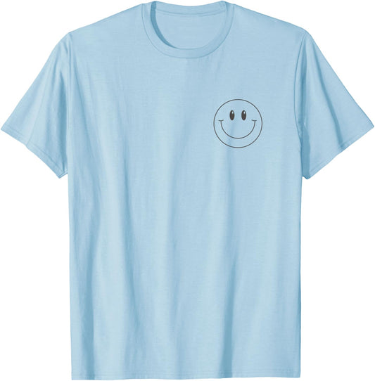 Minimalist Smile Face Shirt Cute Happy Peace Smiling Face T-Shirt - T-Shirt | Light Blue
