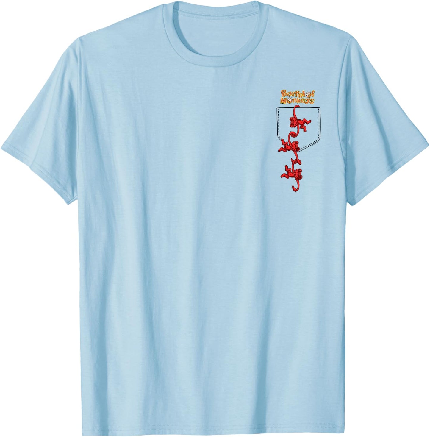 Faux Pocket Monkey Hang T-Shirt - T-Shirt | Light Blue