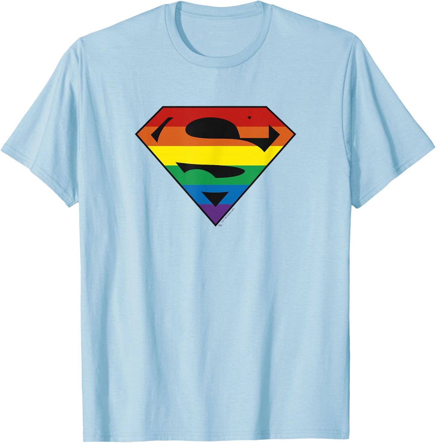 DC Comics Pride Superman Rainbow Logo T-Shirt - T-Shirt | Light Blue