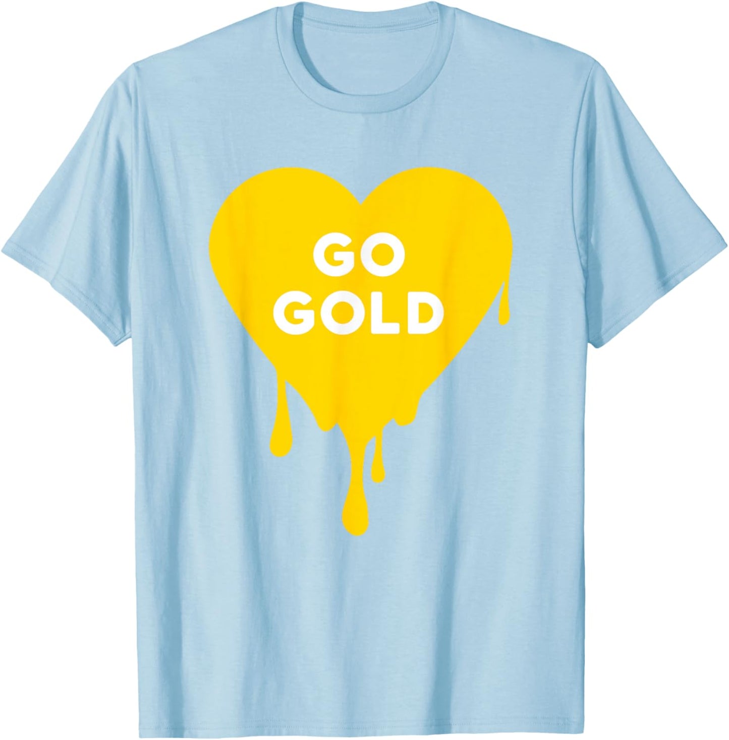 Go Gold- Gold Team, Color War, Camp, Dripping Heart Cute T-Shirt - T-Shirt | Light Blue