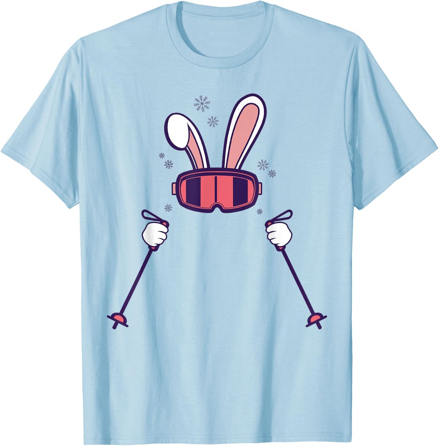Skiing Rabbit Fun Winter Sports Easter Bunny Vibes T-Shirt - T-Shirt | Light Blue