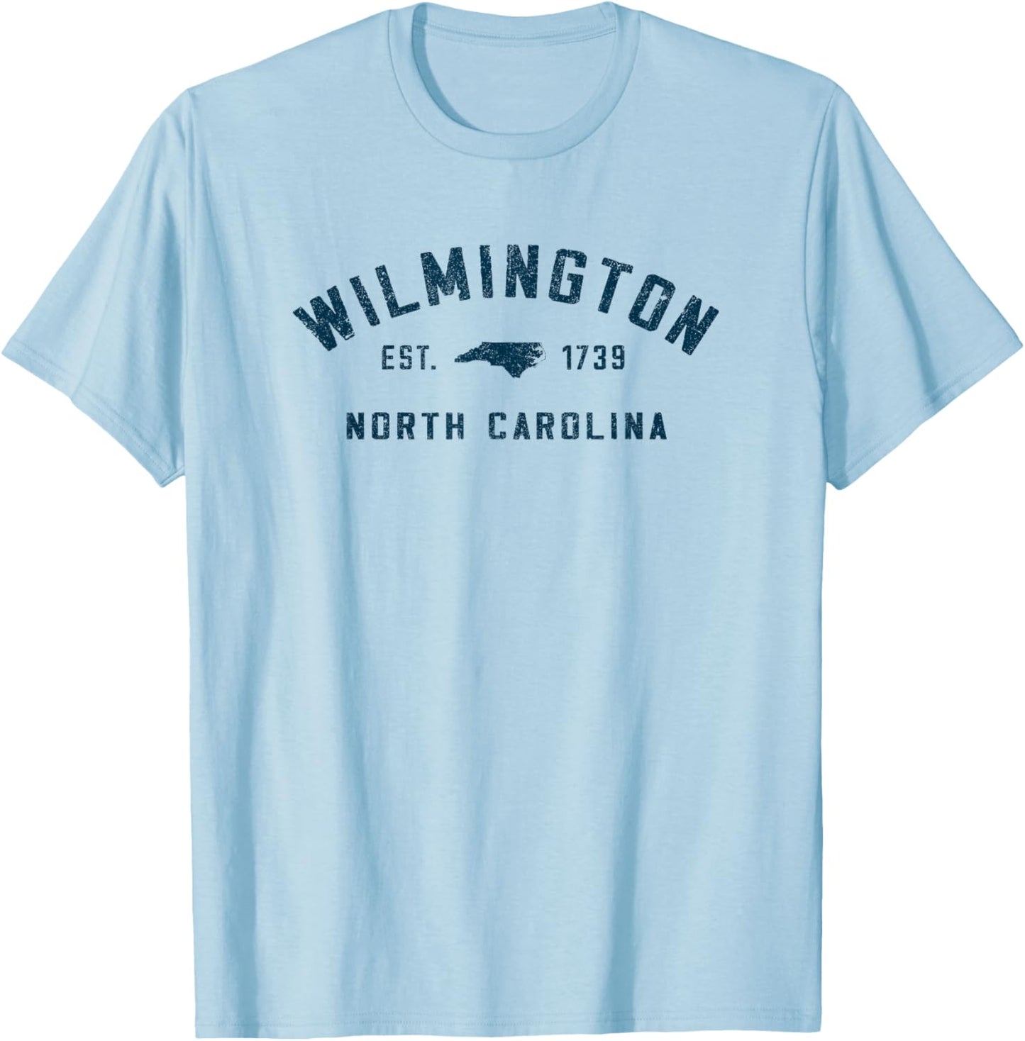 Wilmington North Carolina Est 1739 Vintage Arched Text T-Shirt - T-Shirt | Light Blue