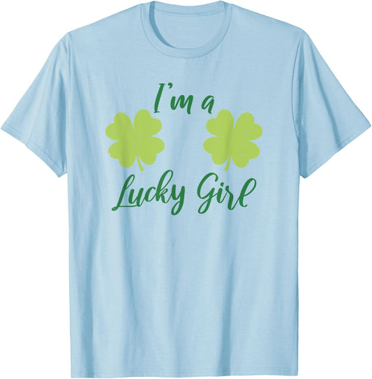 Sexy Shamrock Boobs - St Patricks Day Four Leaf Clover T-Shirt - T-Shirt | Light Blue
