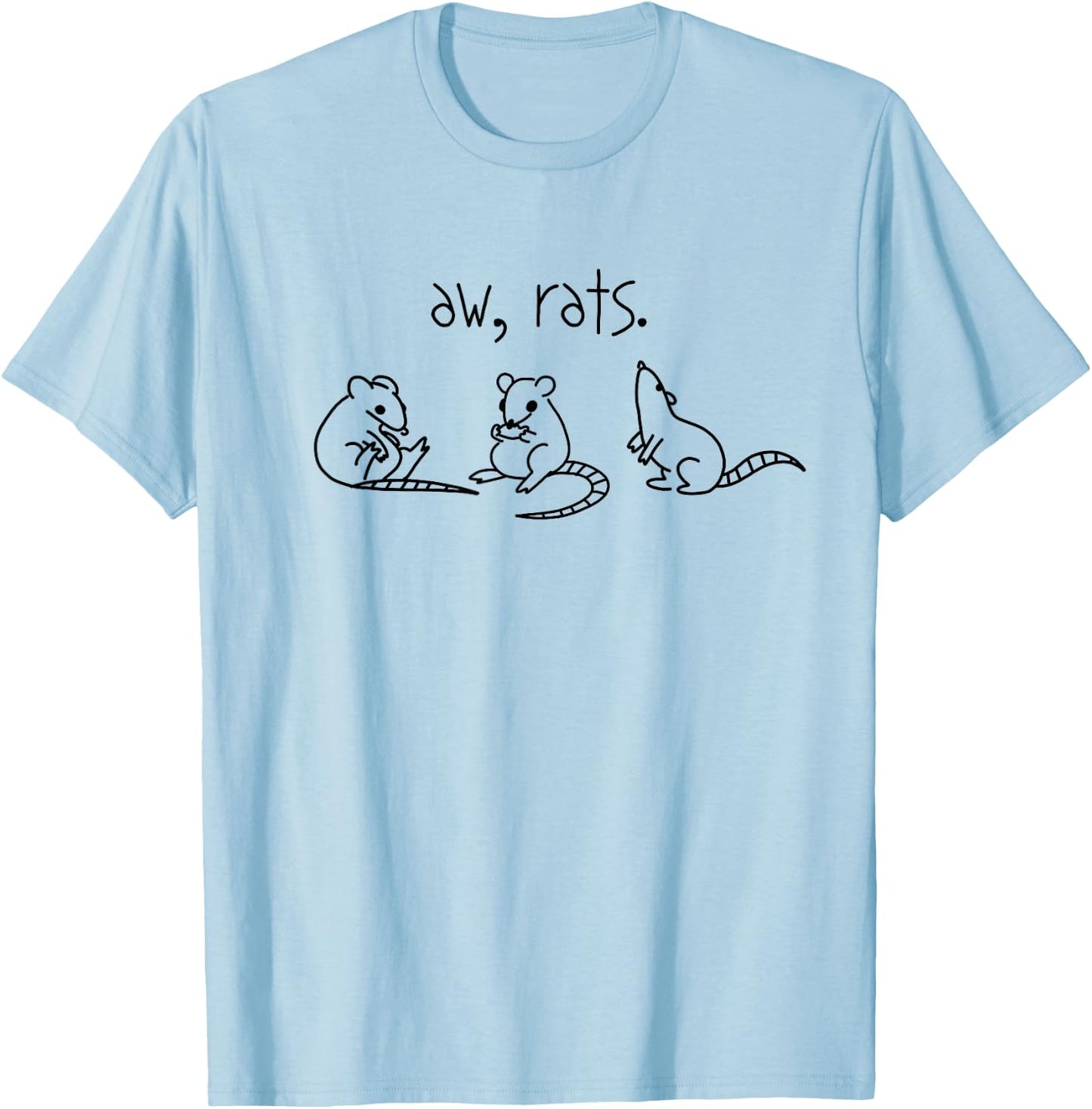 Picadilly Printables Rats - Aw, Rats! Cute Rat Trio -Adult , Grey, Small, Classic Fit, Short Sleeve T-Shirt - T-Shirt | Light Blue