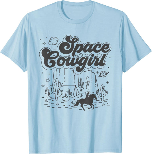 Space Cowgirls Shirt Bachelorette Party Rodeo Girls Women T-Shirt - T-Shirt | Light Blue
