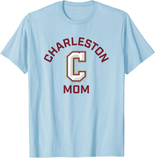 College of Charleston Cougars Arched Mom T-Shirt - T-Shirt | Light Blue