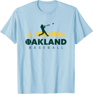 Oakland Baseball Vintage Minimalist Retro Baseball Lover T-Shirt - T-Shirt | Light Blue
