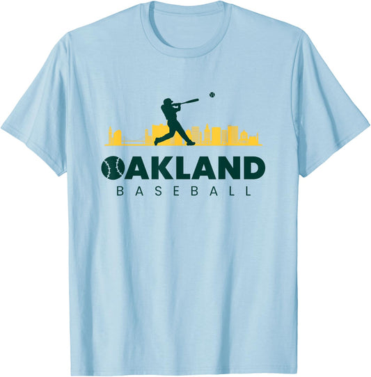 Oakland Baseball Vintage Minimalist Retro Baseball Lover T-Shirt - T-Shirt | Light Blue