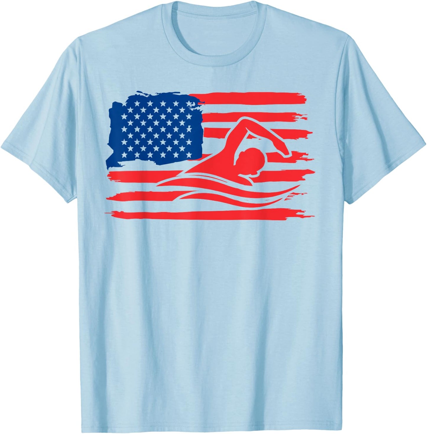 Vintage american flag swim team swimmer funny swimming gift Kids Men T-Shirt - T-Shirt | Light Blue