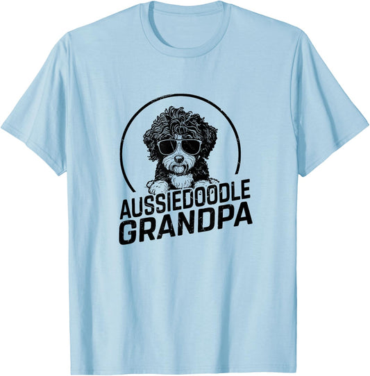 Aussiedoodle Dog Grandpa Grand Paw Dog Lover Gifts Men Dad T-Shirt - T-Shirt | Light Blue