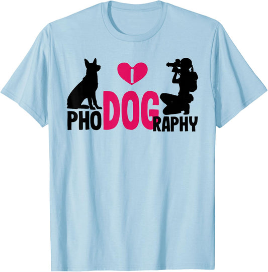 I Phodography Dog Photography Photographer Camera Photo Gift T-Shirt - T-Shirt | Light Blue