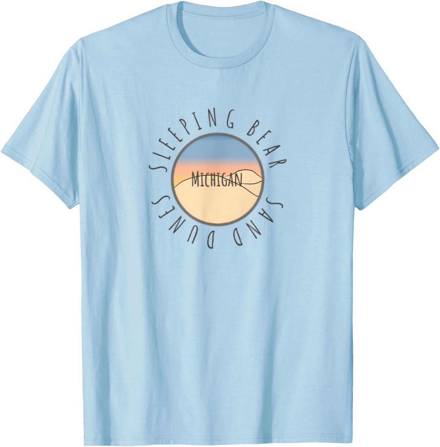 Michigan Michigander Great Lakes Sleeping Bear Sand Dunes T-Shirt - T-Shirt | Light Blue