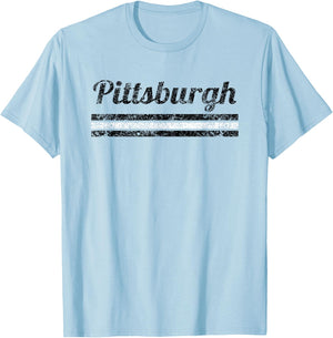Pittsburgh Pennsylvania Retro Vintage Weathered Throwback T-Shirt - T-Shirt | Light Blue