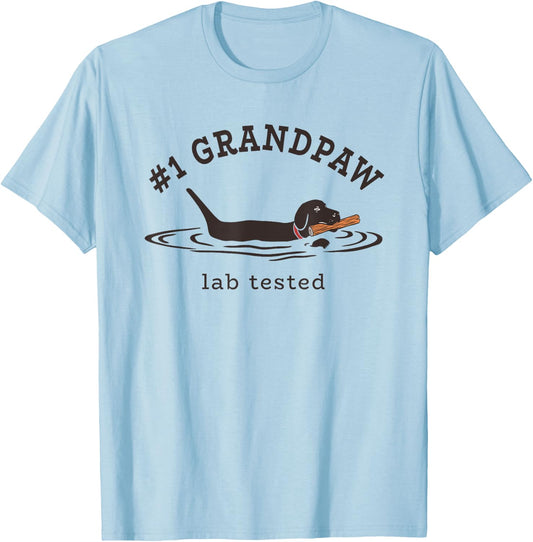 #1 Grandpaw Lab Tested Pun - Labrador Retriever Grandpa T-Shirt - T-Shirt | Light Blue