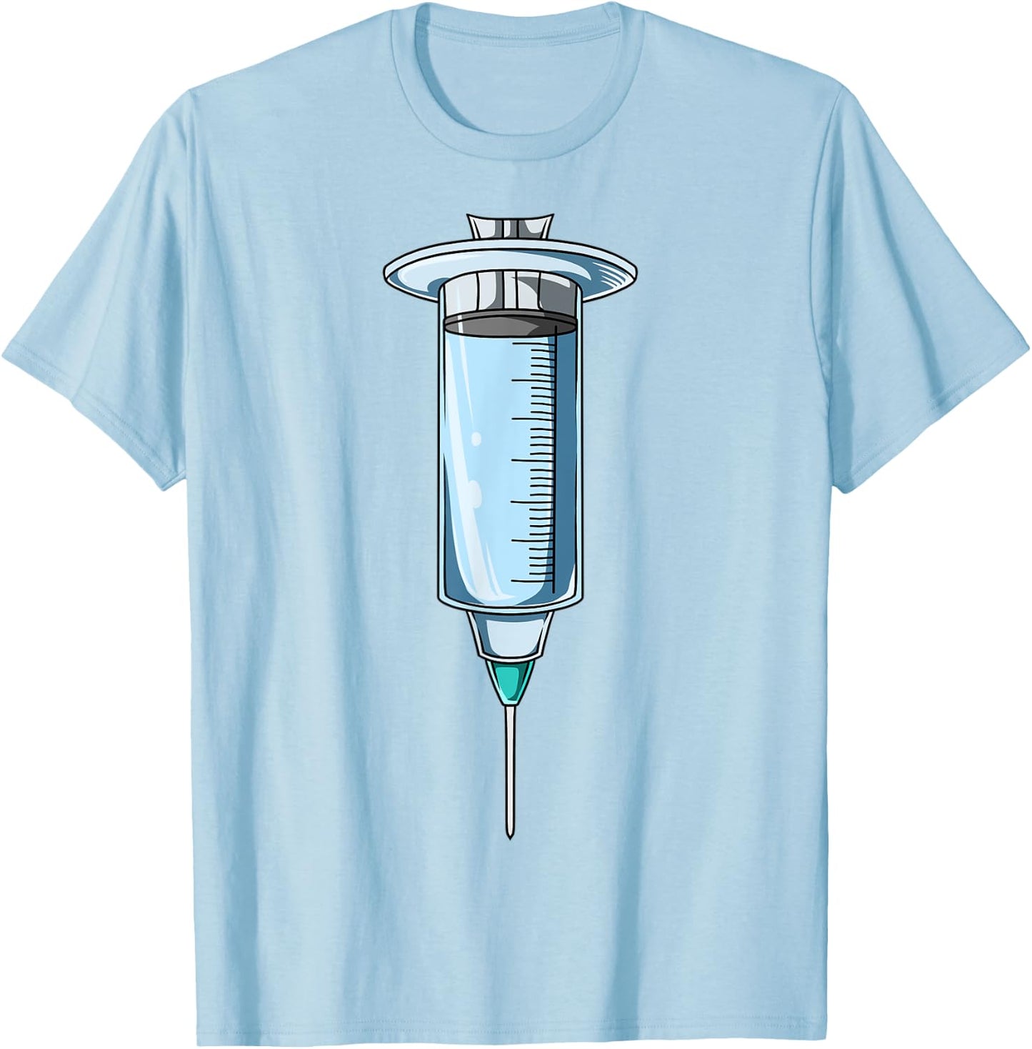 Easy Syringe Costume Syringe Body Headless Syringe Costume T-Shirt - T-Shirt | Light Blue