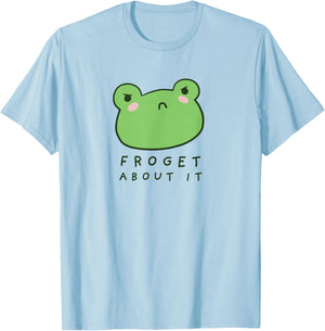 Froget About It, Cute Grumpy Aesthetic Frog T-Shirt - T-Shirt | Light Blue