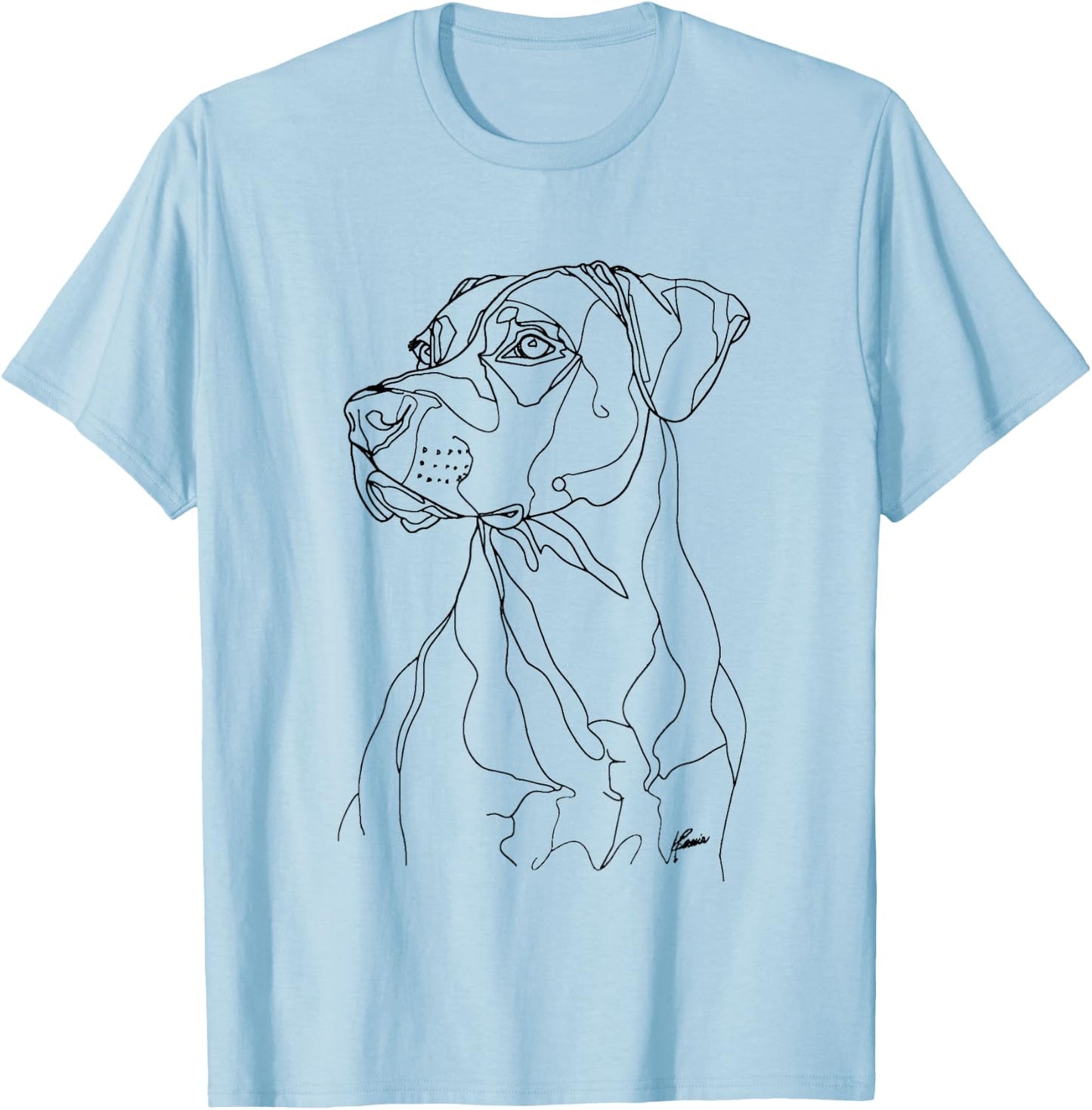 Black Mouth Cur Dog Line Art Minimalist Mom Dad T-Shirt - T-Shirt | Light Blue