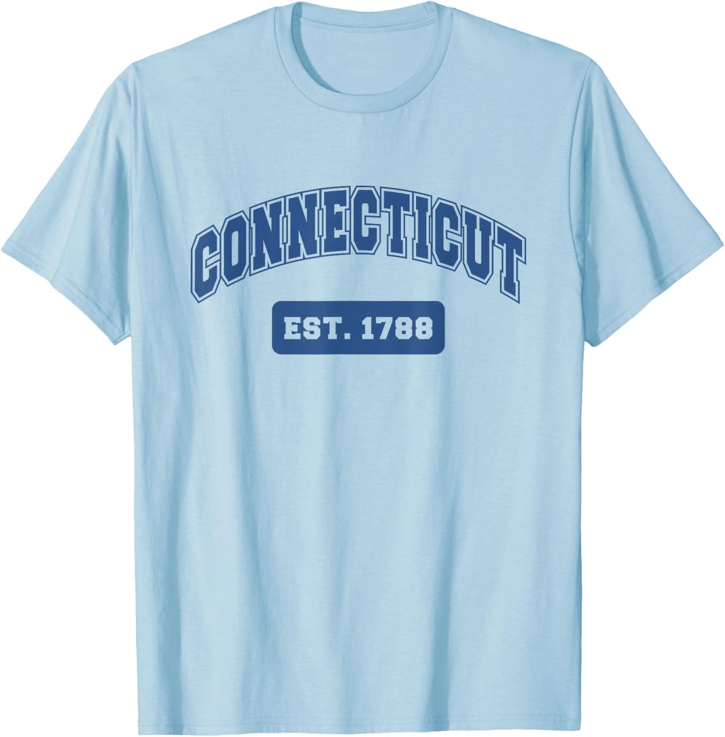 Connecticut 1788 Varsity Retro Style T-Shirt - T-Shirt | Light Blue