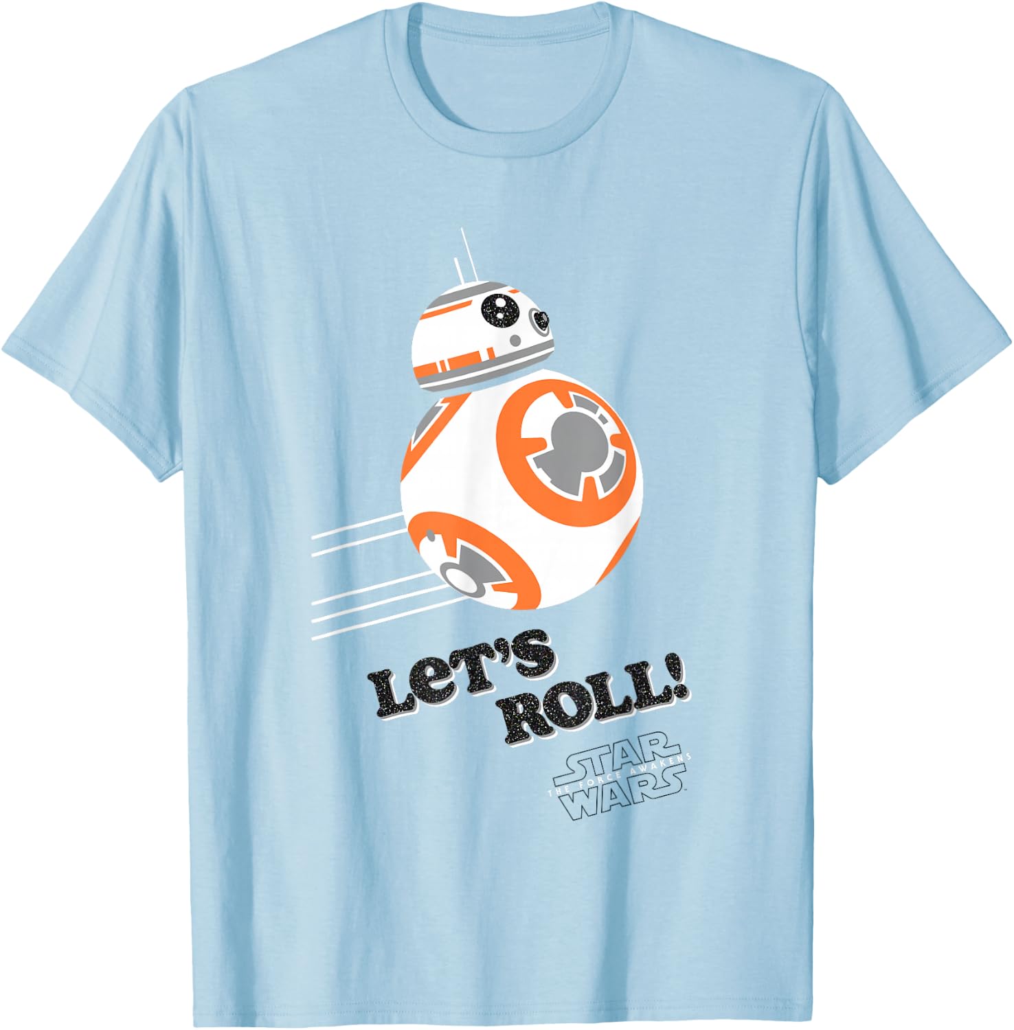 Star Wars The Force Awakens BB-8 Let's Roll! Chest Portrait T-Shirt - T-Shirt | Light Blue