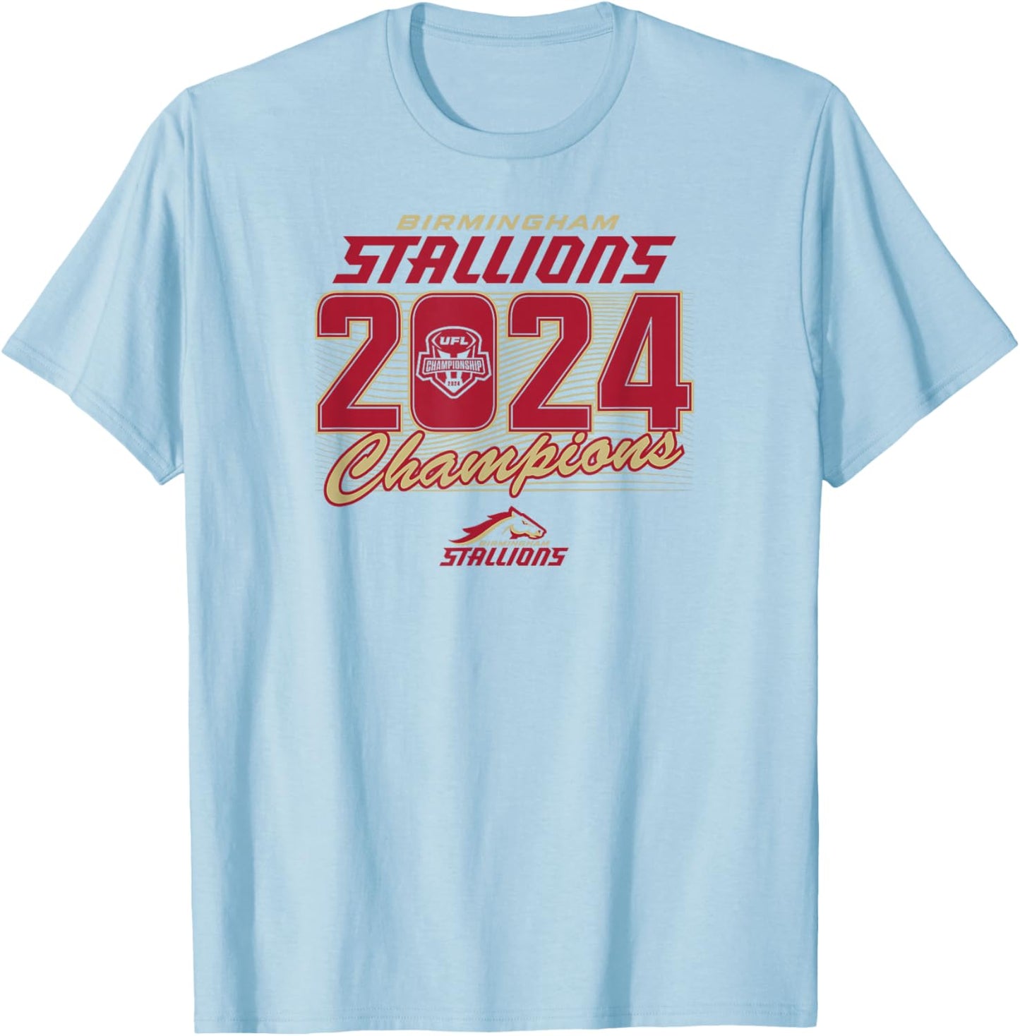 Birmingham Stallions - 2024 UFL Champions - UFL T-Shirt - T-Shirt | Light Blue