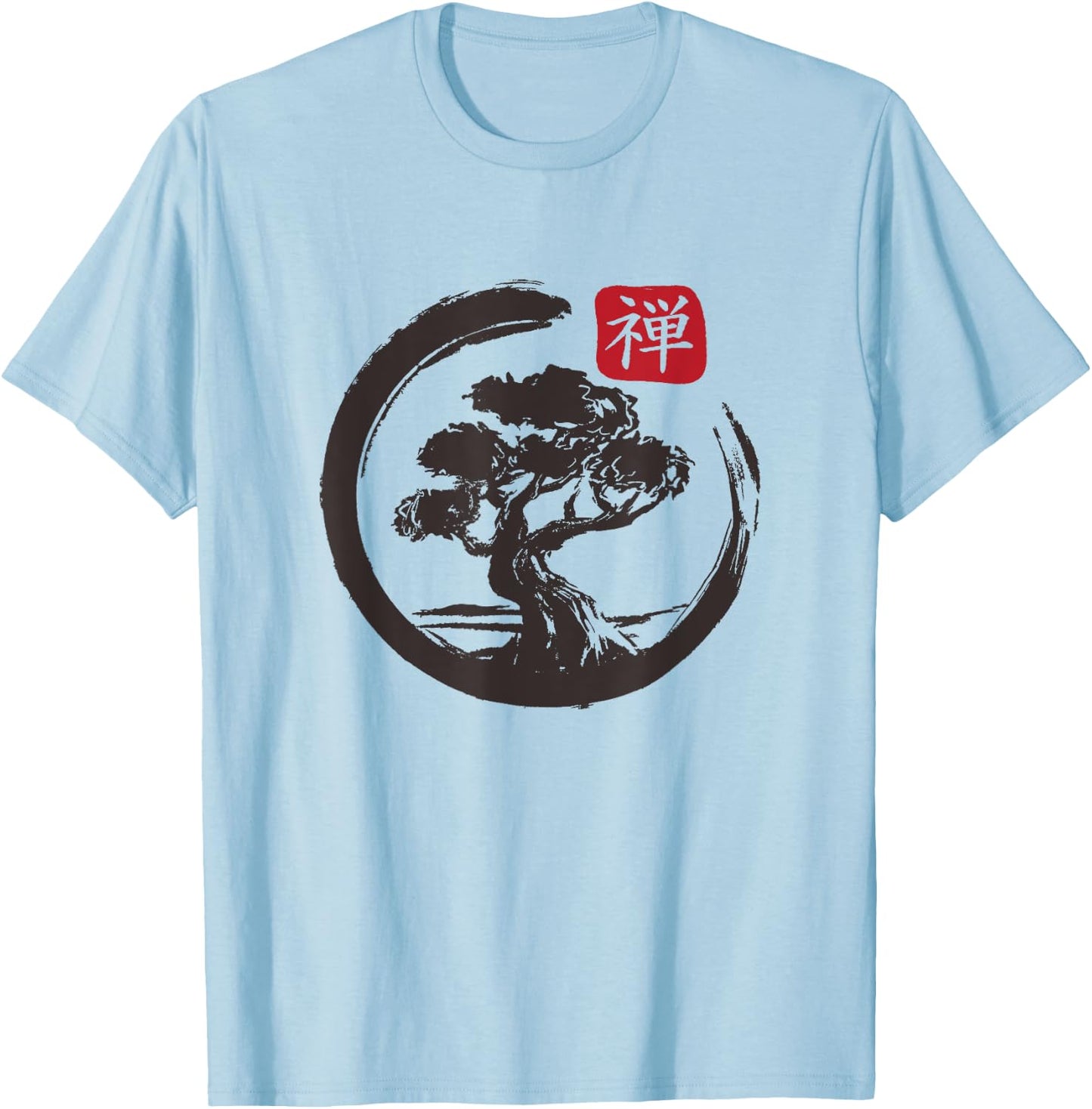 Bonsai Tree In Japanese Zen Buddhist Spiritual nature T-Shirt - T-Shirt | Light Blue