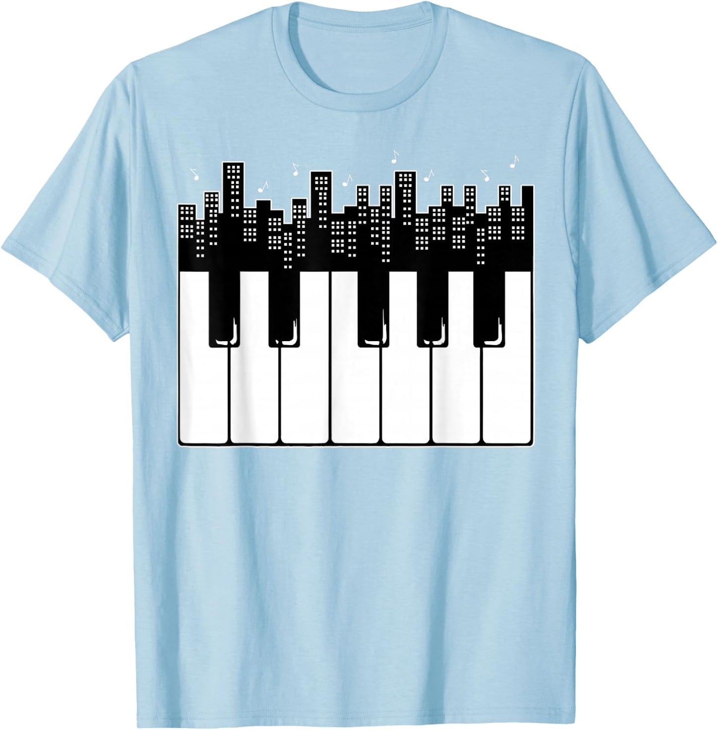 Piano Keyboard Skyline Pianist Music Friend T-Shirt - T-Shirt | Light Blue