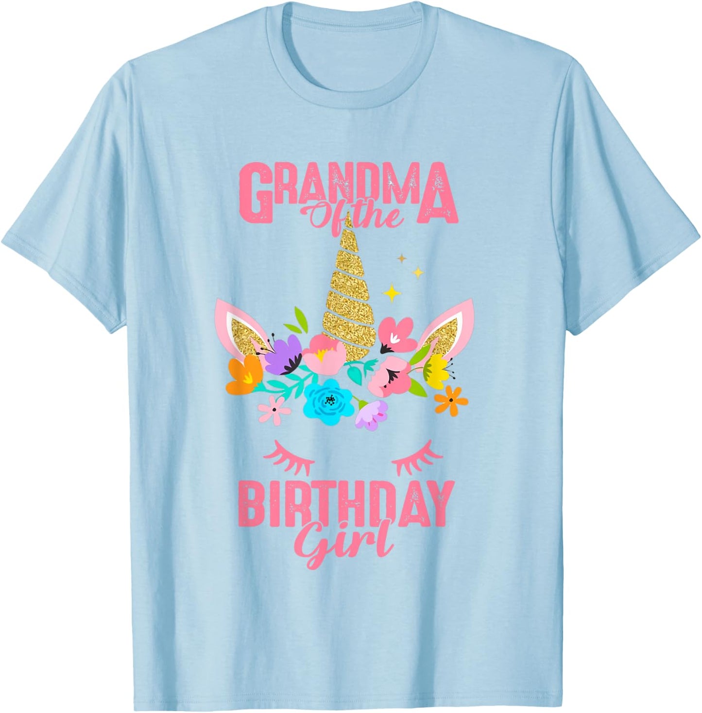 Grandma of the Birthday Girl Gift Unicorn Birthday Matching T-Shirt - T-Shirt | Light Blue