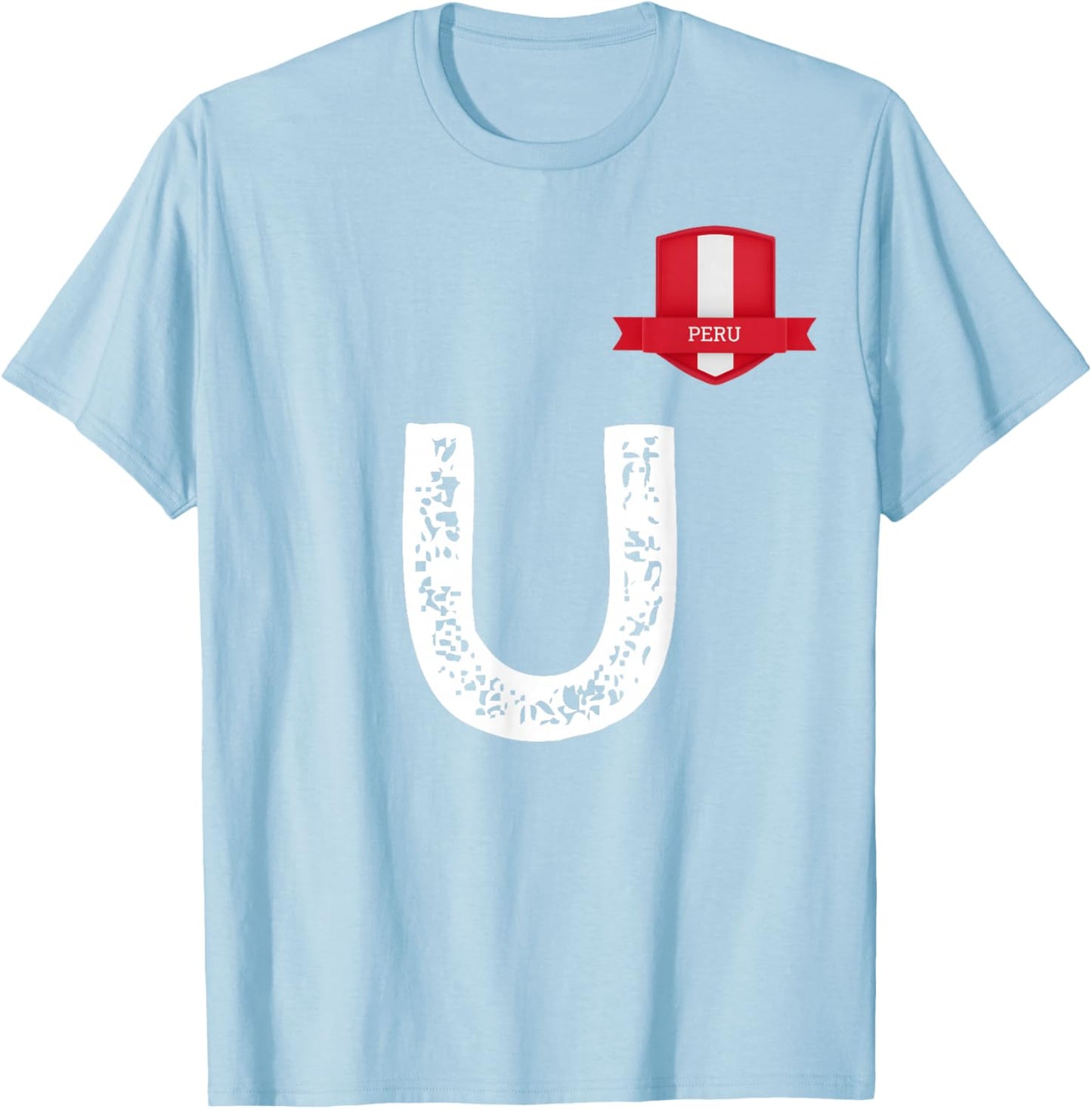 Peru Human-Flag Letter U Peru T-Shirt - T-Shirt | Light Blue