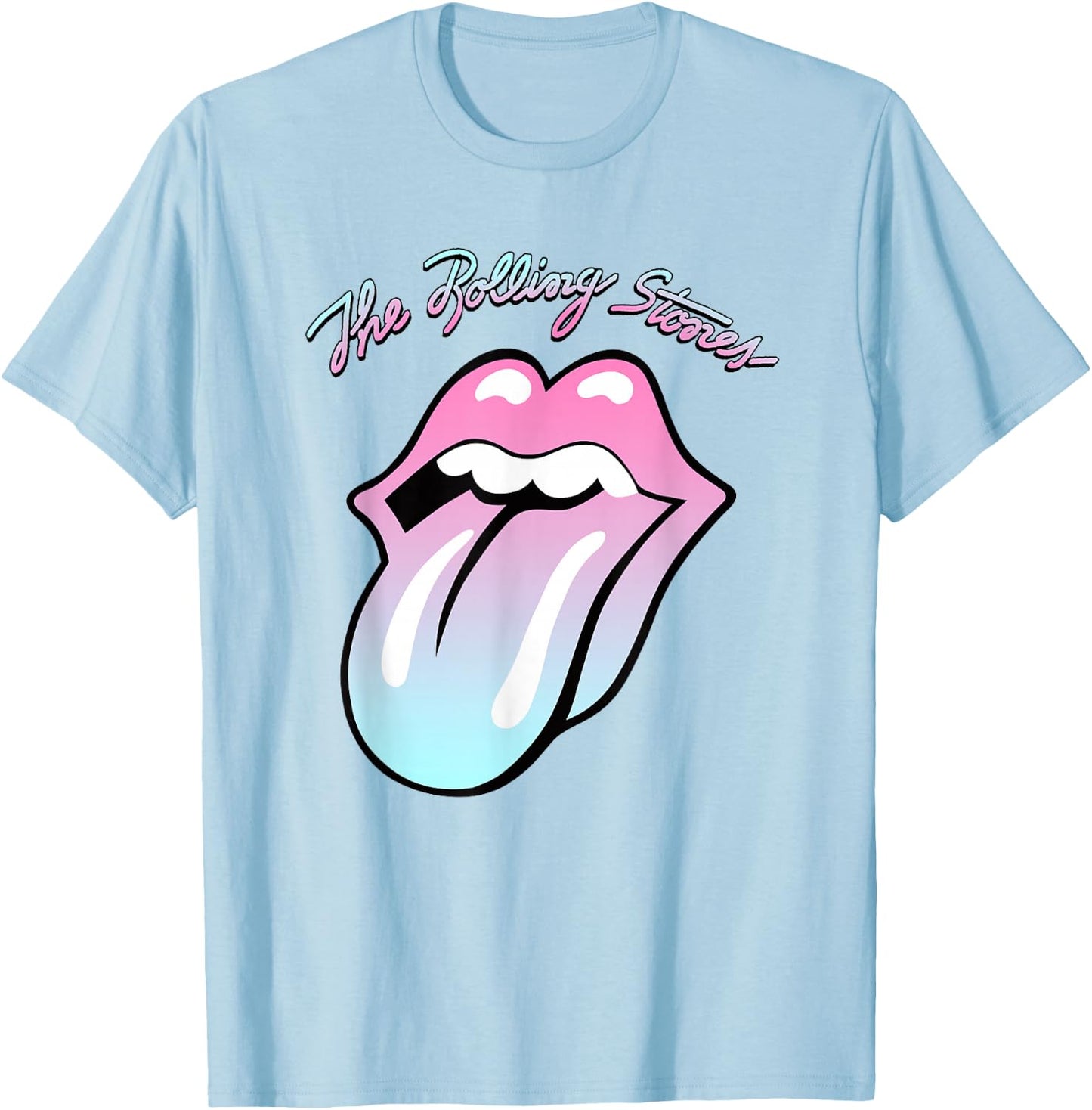 Official Rolling Stones Gradient Tongue Yellow T-Shirt - T-Shirt | Light Blue