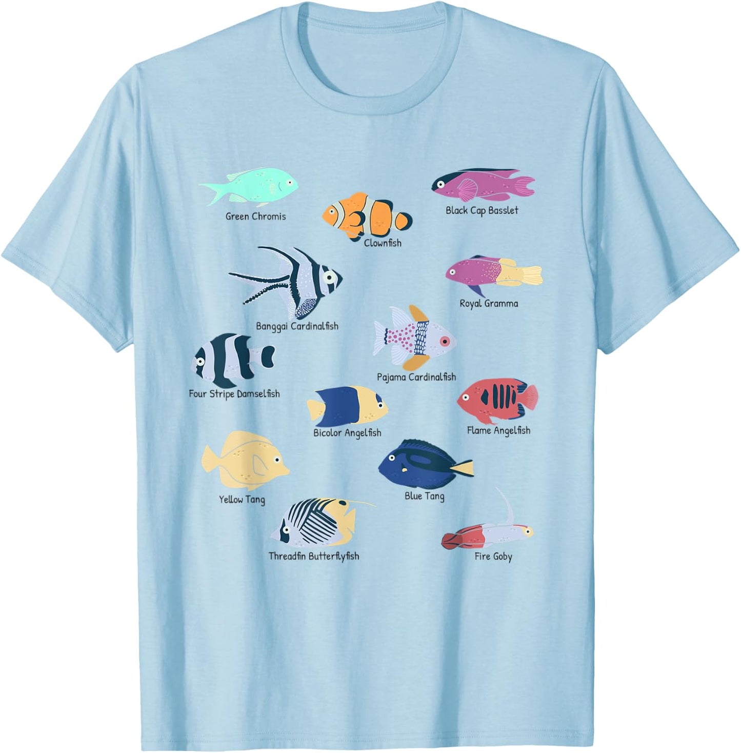 Coral Reefs Tropical Fishes In Reef Aquariums Fish Tank T-Shirt - T-Shirt | Light Blue