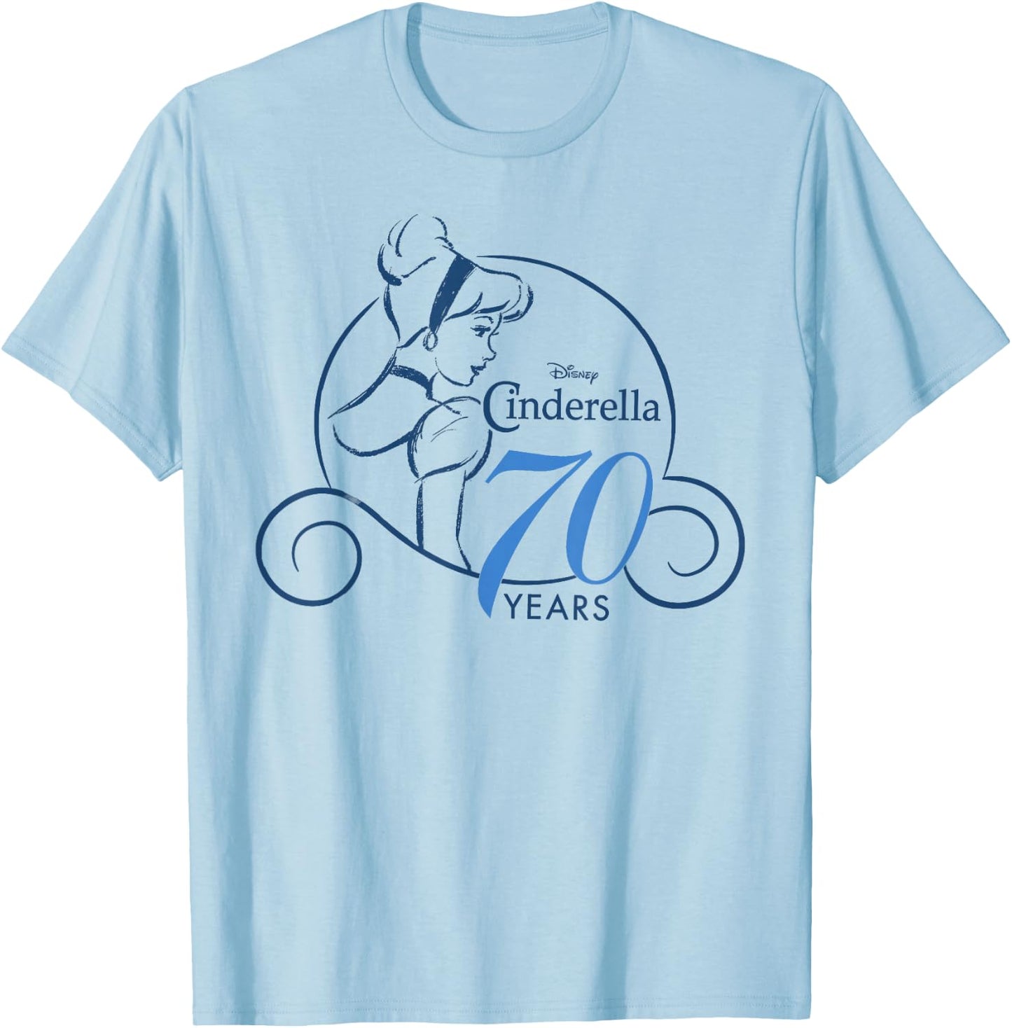 Disney Cinderella 70th Anniversary Simple Logo T-Shirt - T-Shirt | Light Blue