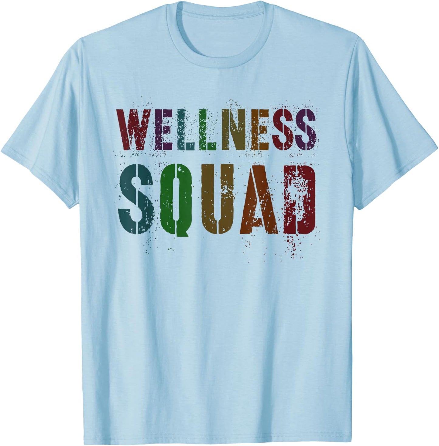 Vintage WELLNESS SQUAD Health Yoga Rocks Nurse Trainer Gym T-Shirt - T-Shirt | Light Blue