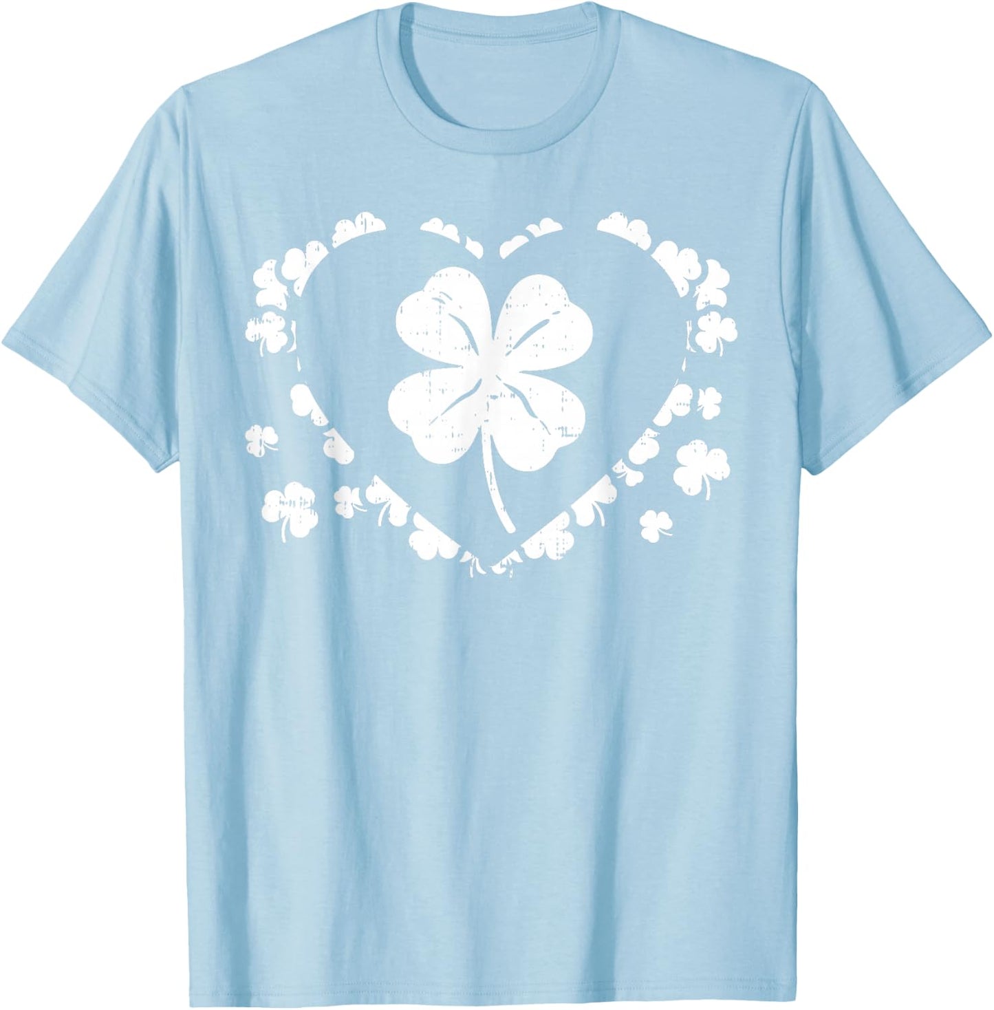 Shamrock Heart Four Leaf Clover Lucky St Patricks Day Gift T-Shirt - T-Shirt | Light Blue